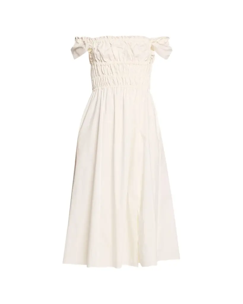 Altuzarra Lily Ruched Cap-Sleeve Midi Dress