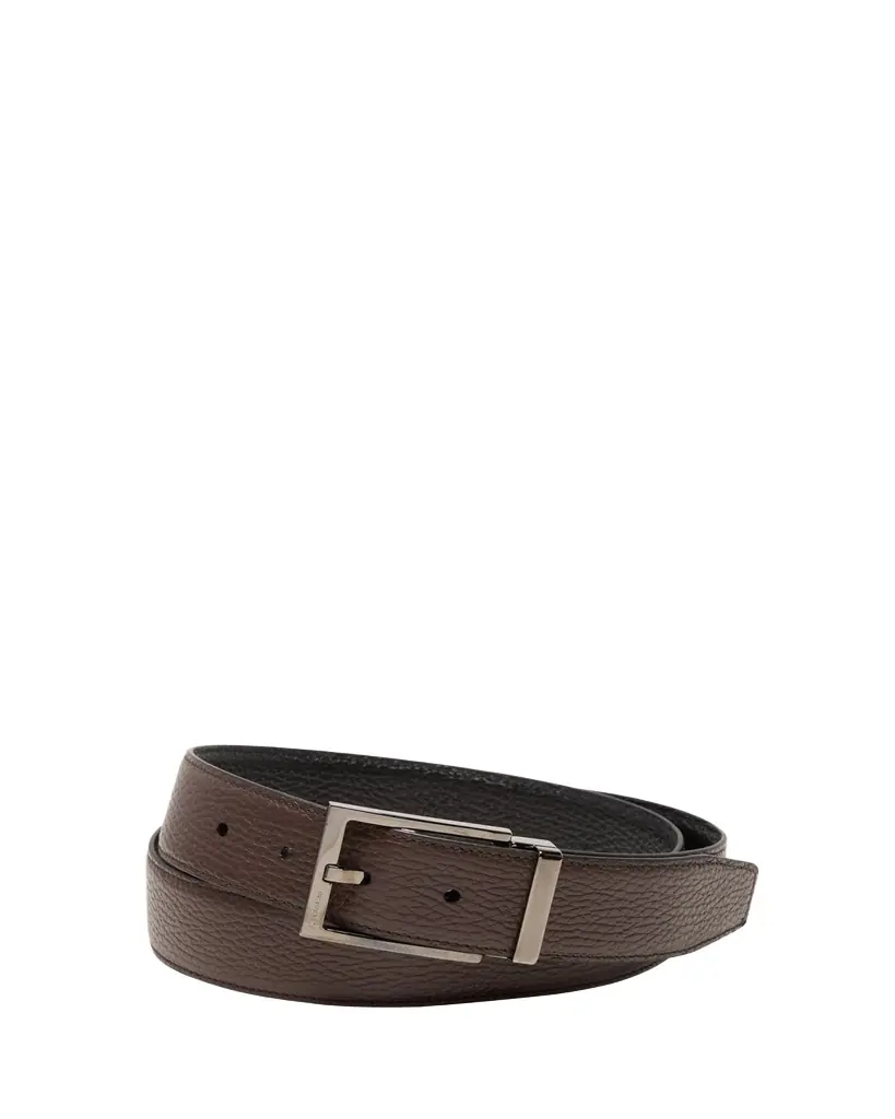 Ferragamo Men's Double Adjustable Square-Buckle Leather Belt