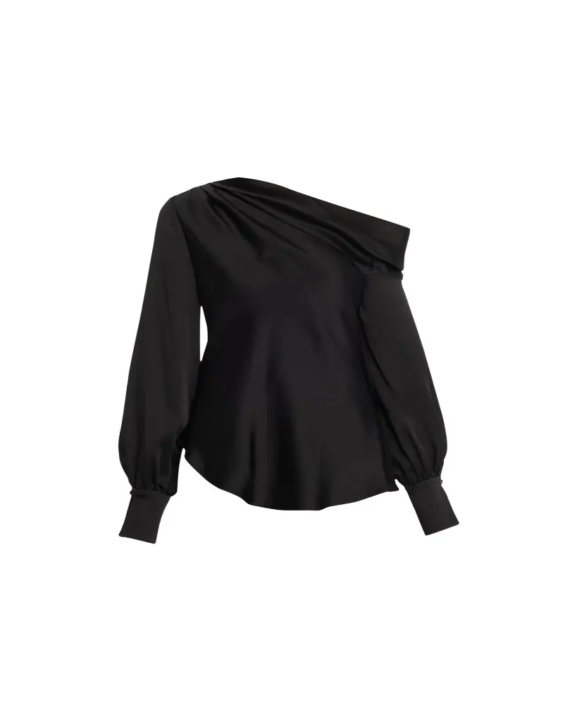 SIMKHAI Alice Draped Satin One-Shoulder Top