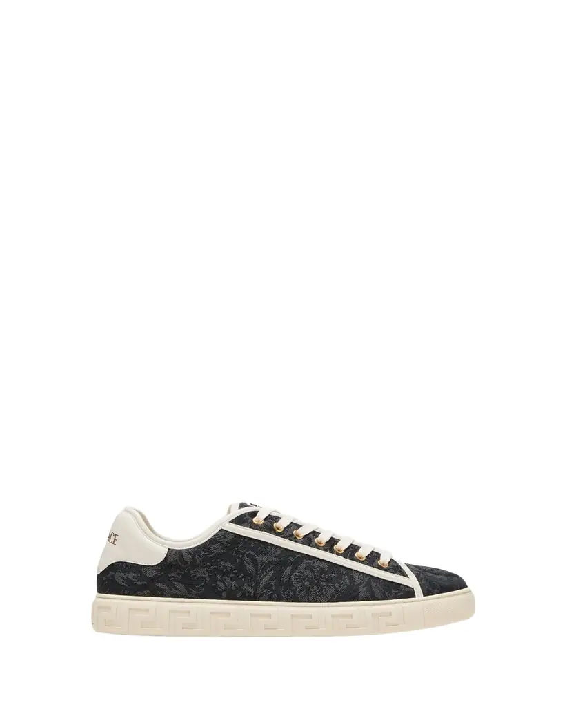 Versace Men's La Greca Baroque Canvas Low-Top Sneakers