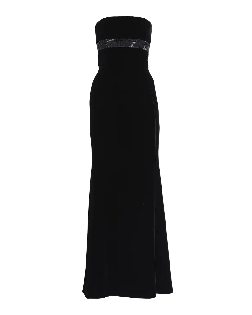 Giorgio Armani Strapless Strass Embellished Velvet Trumpet Gown