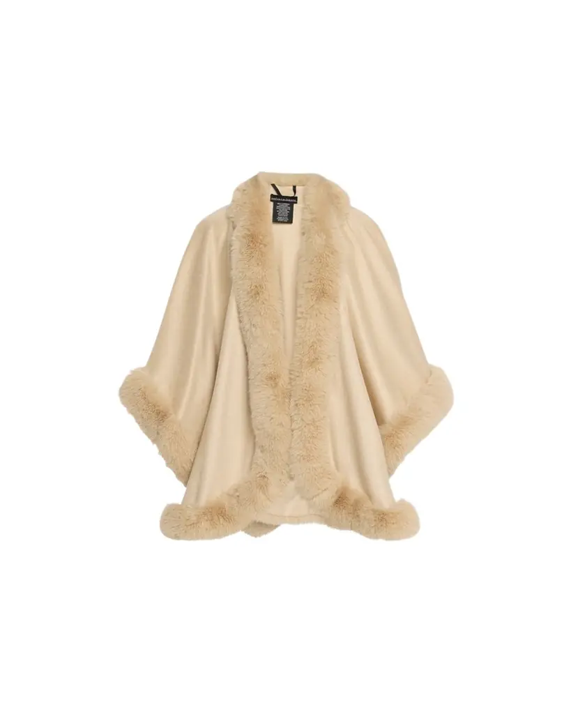 Sofia Cashmere Cashmere Cape With Faux Fur Trim