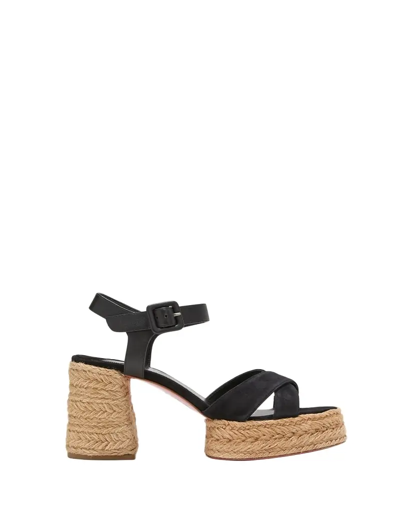 Christian Louboutin 70mm Calakala Leather Crisscross Espadrille Sandals