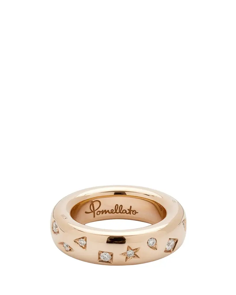 Pomellato Iconica 18K Rose Gold Medium Band Ring with Diamonds