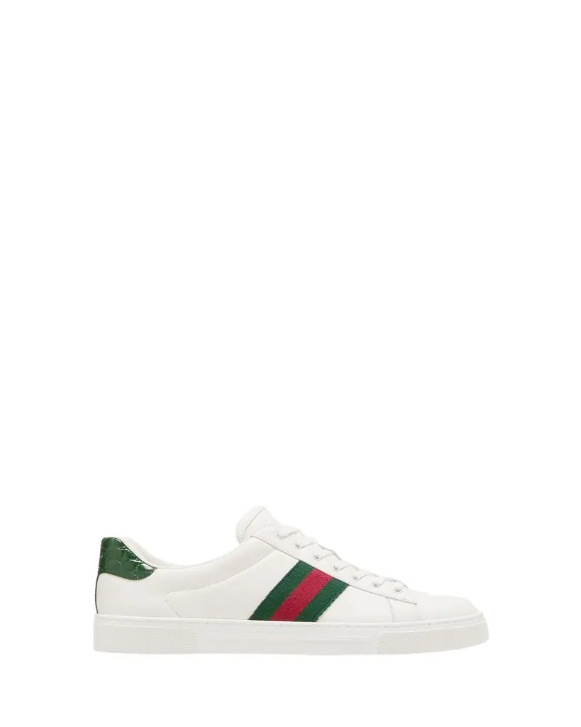 Gucci Ace Leather Web Low-Top Sneakers
