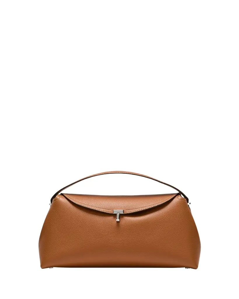 Toteme T-Lock Top Handle Bag in Pebble Grain Leather