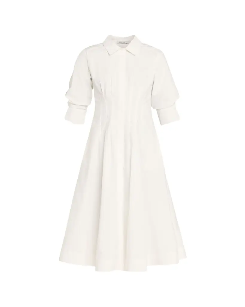 SIMKHAI Jazz Poplin Pintuck Midi Shirtdress