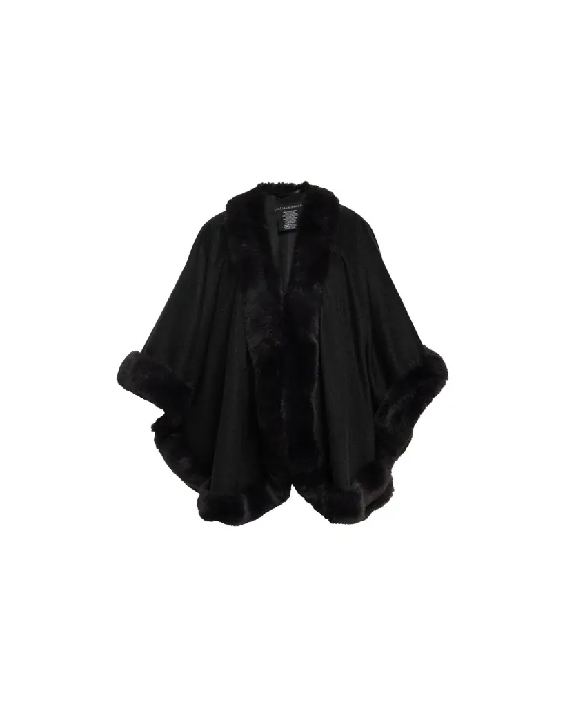 Sofia Cashmere Cashmere Cape With Faux Fur Trim
