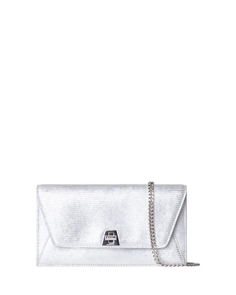 Akris Anouk Lizard-Print Clutch Bag w/ Chain