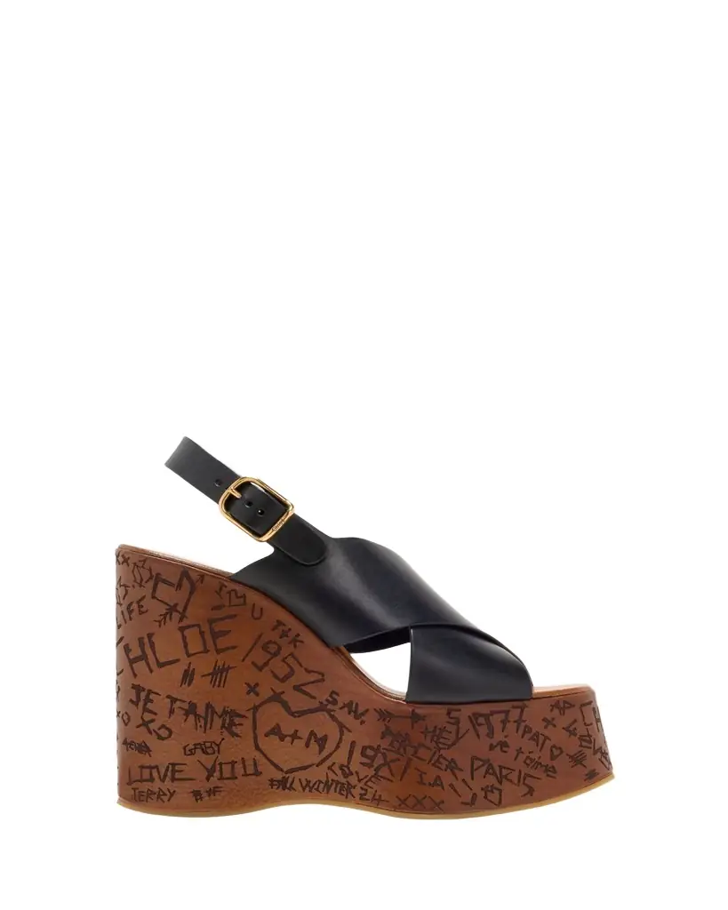 Chloe Maxime Leather Crisscross Platform Sandals