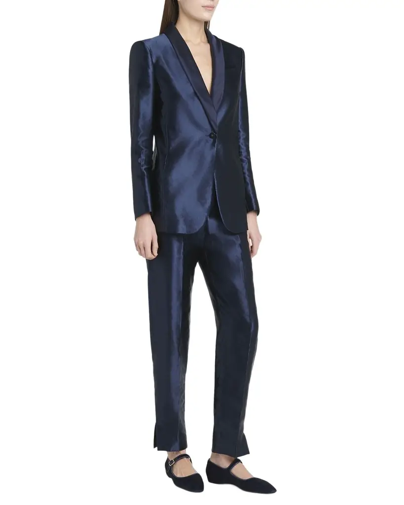 Giorgio Armani Linen Silk Single-Button Blazer Jacket
