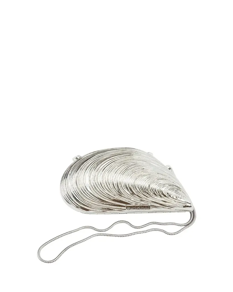 SIMKHAI Bridget Mini Metal Oyster Shell Clutch Bag