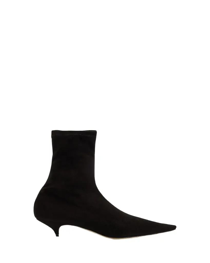 THE ROW Liisa Suede Kitten-Heel Booties