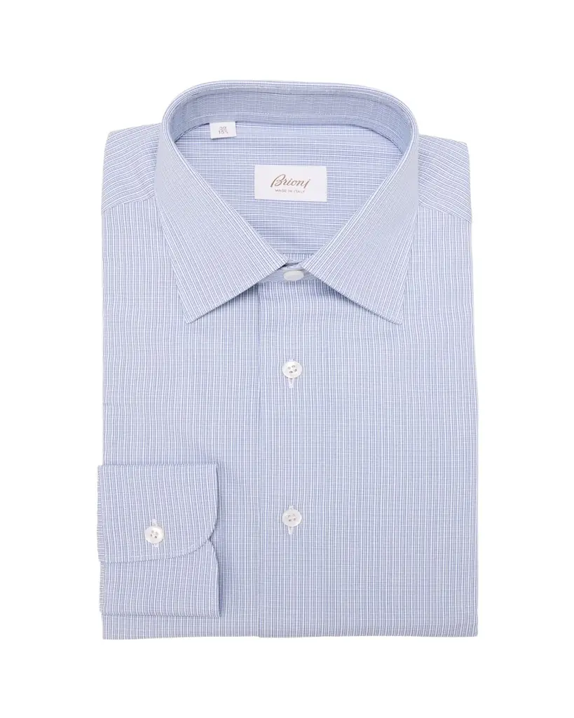 Brioni Men's Cotton Mini Graph Check Dress Shirt