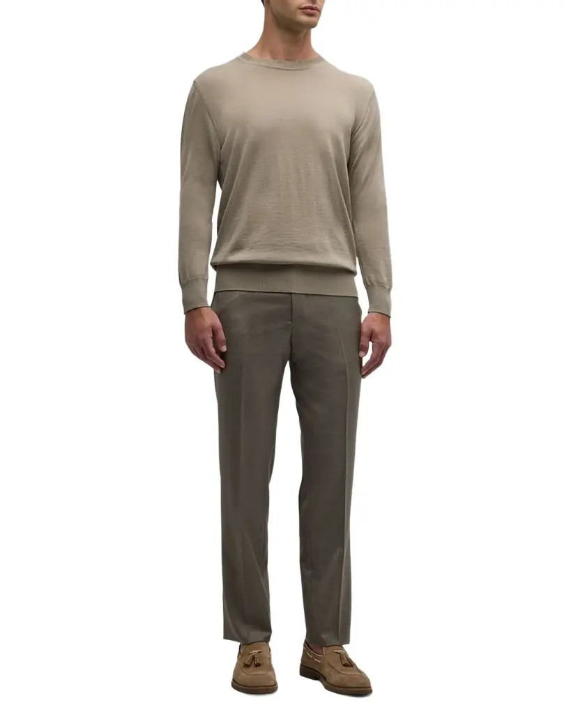 Giorgio Armani Men 's Flat-Front Wool Trousers