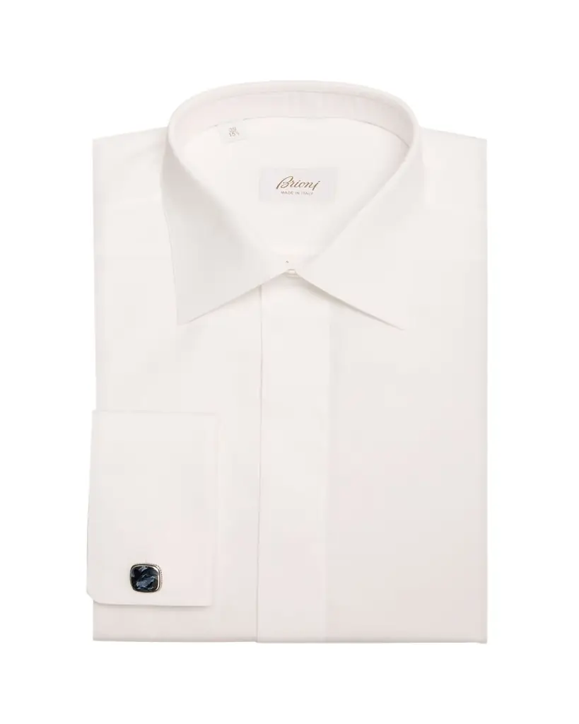 Brioni Men's Cotton Poplin French-Cuff Dress Shirt
