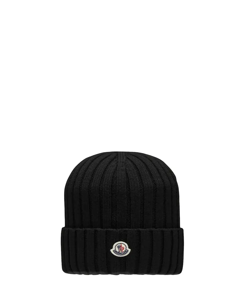 Moncler Logo Ribbed Wool Beanie