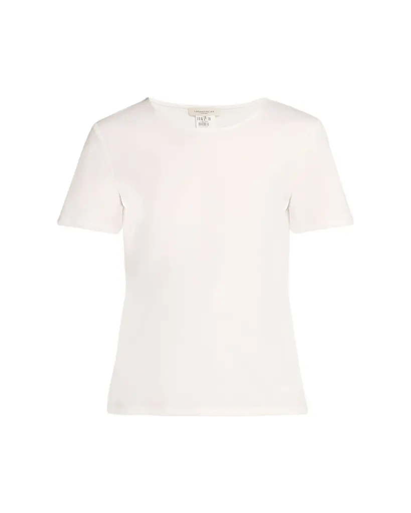 Lafayette 148 New York Ribbed Crewneck Cotton T-Shirt