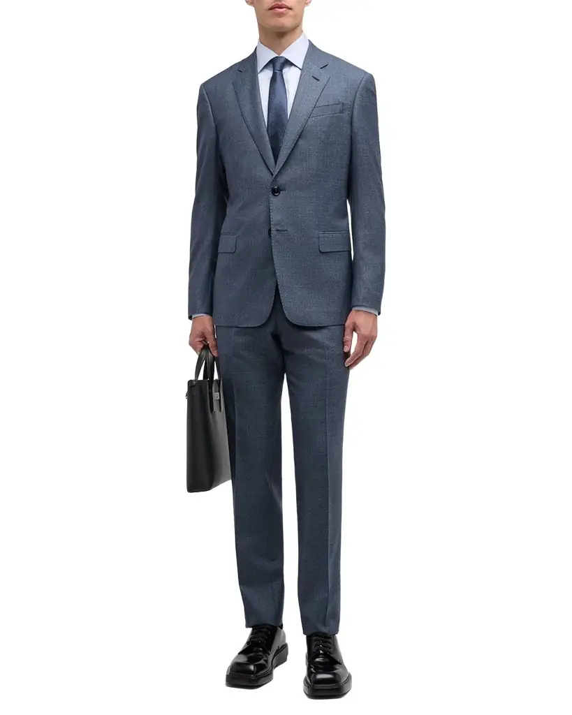 Giorgio Armani Men 's Micro-Squares Wool Classic Fit Suit