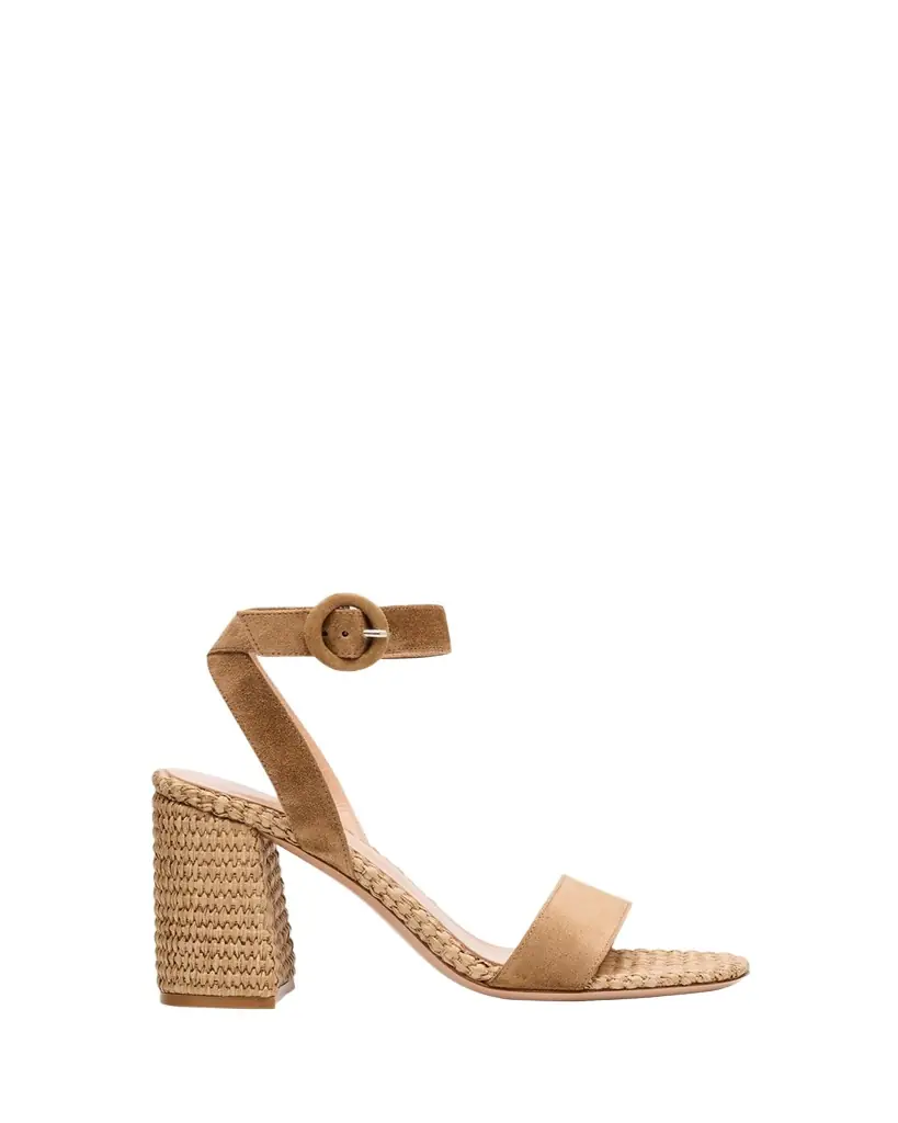Gianvito Rossi Suede Raffia Ankle-Strap Sandals