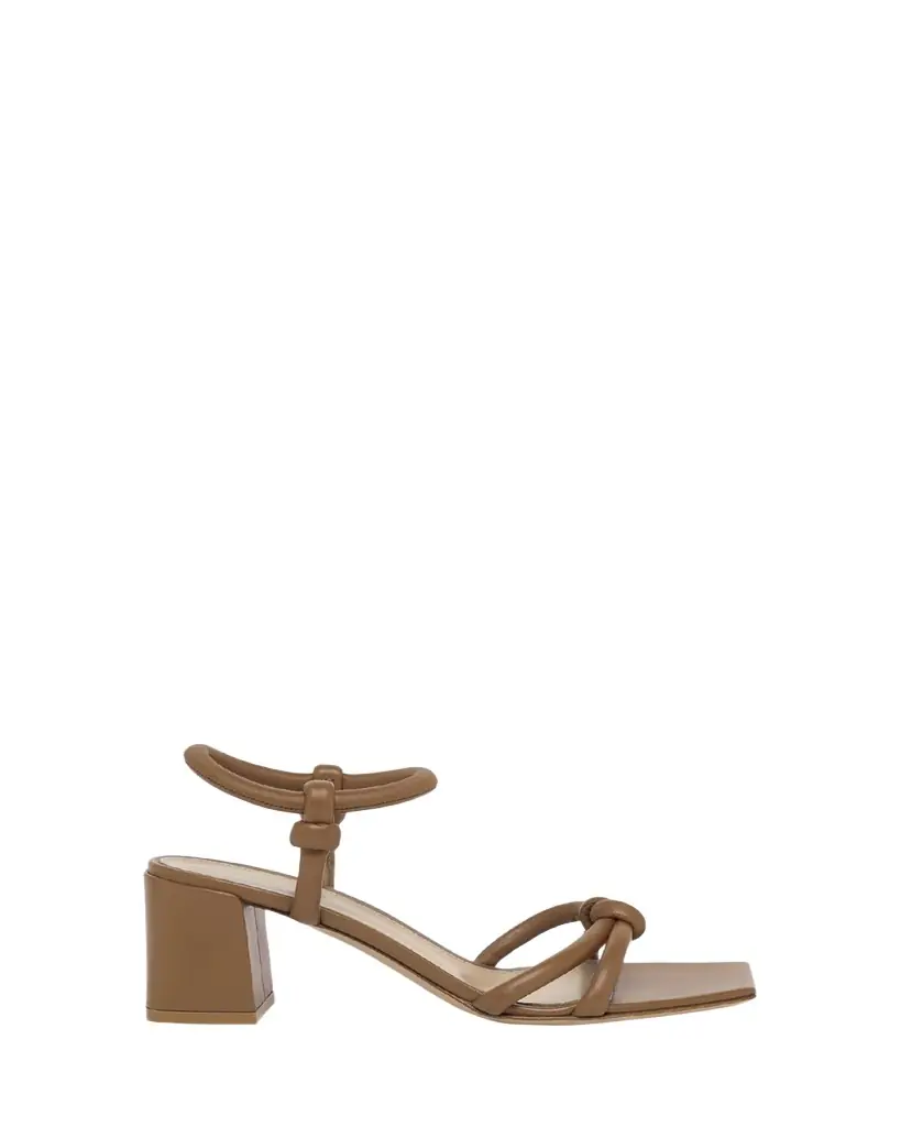 Gianvito Rossi Knotted Leather Block-Heel Sandals