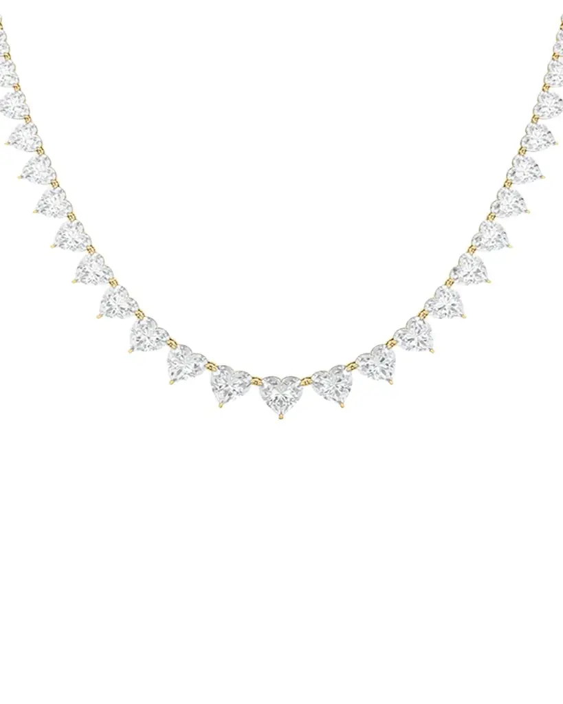 HauteCarat 18K Graduated Heart Shape Lab Grown Diamond Necklace