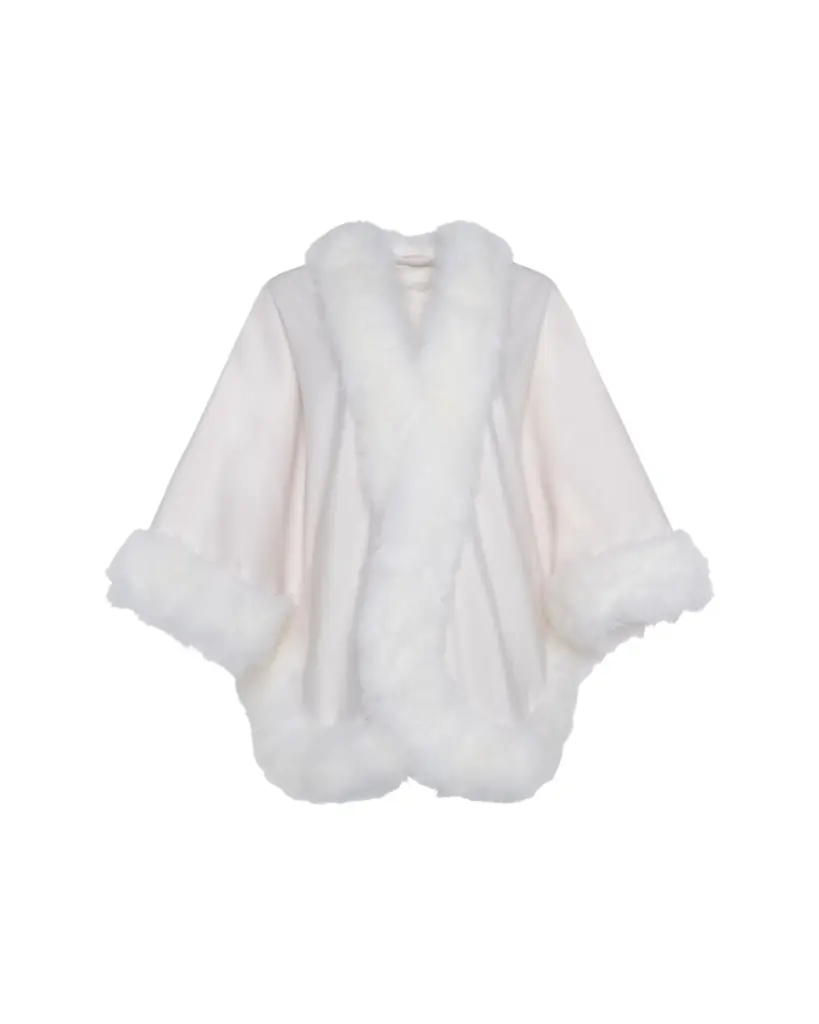 Gorski Cashmere Cape with Toscana Shearling Lamb Trim