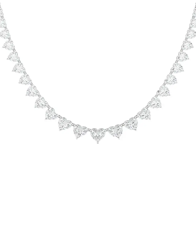 HauteCarat 18K Graduated Heart Shape Lab Grown Diamond Necklace