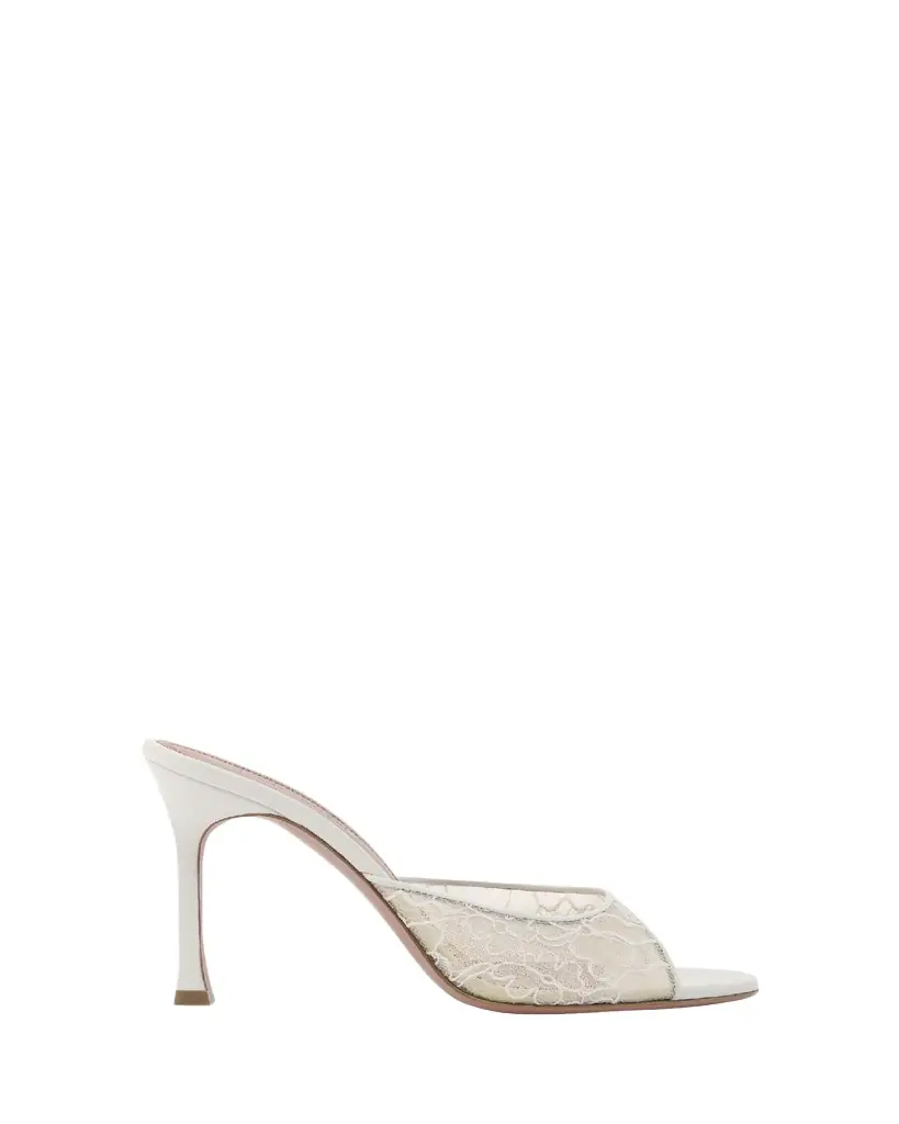 Amina Muaddi Alexa Lace Stiletto Mule Sandals