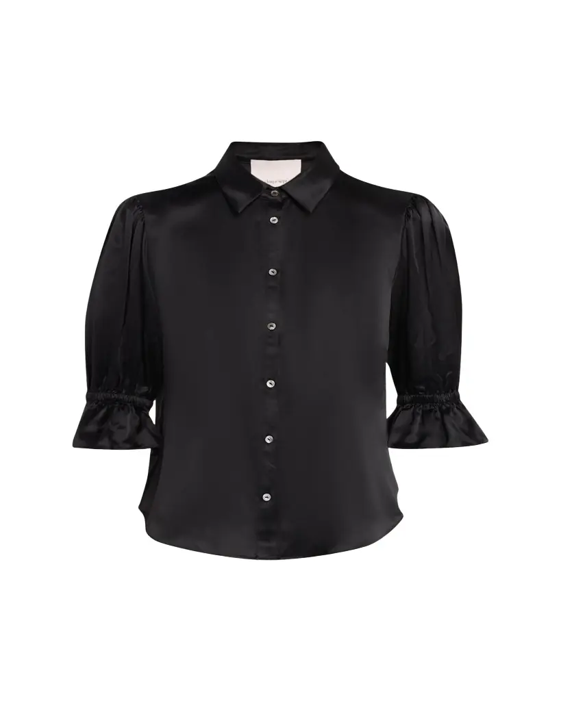 Cinq a Sept Fiona Silk Satin Short-Sleeve Top