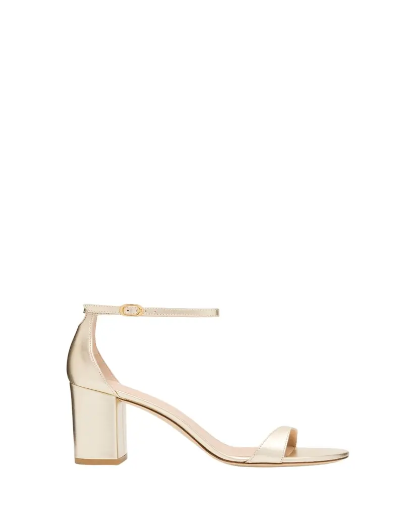 Stuart Weitzman Nudist II Leather Ankle-Strap Sandals