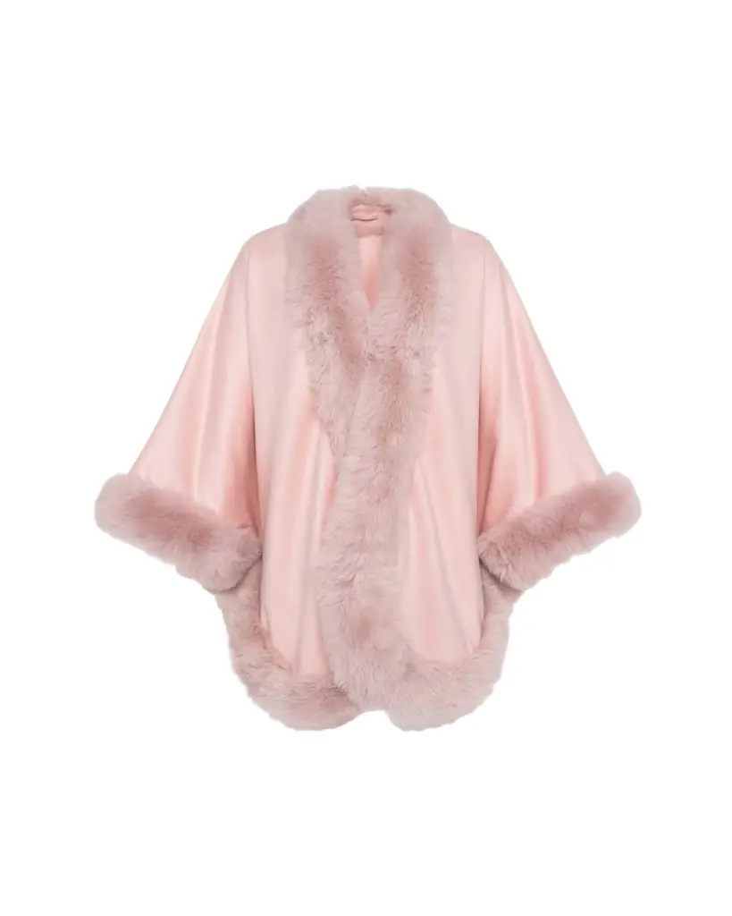Gorski Cashmere Cape with Toscana Shearling Lamb Trim