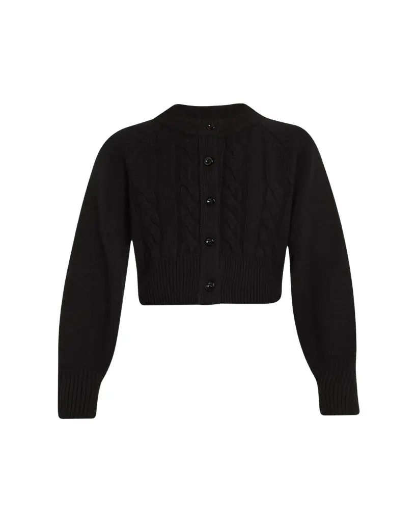 Toccin Rita Cropped Wool and Cashmere Cable-Knit Cardigan