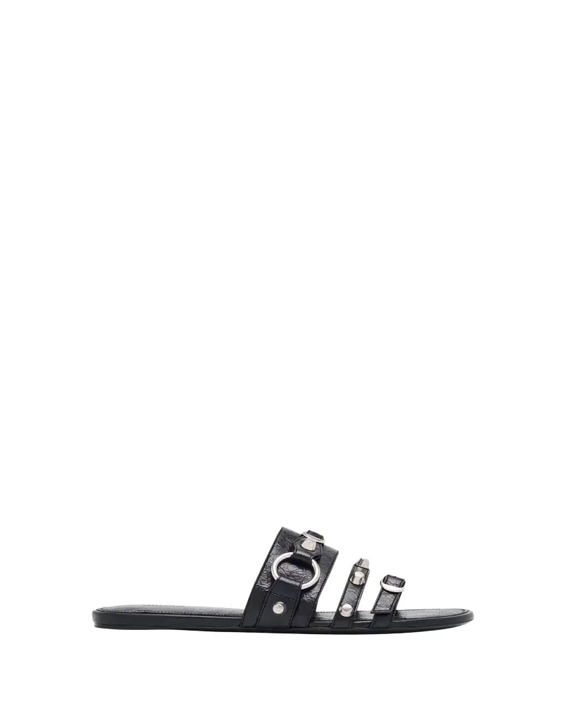 Balenciaga City Leather Triple-Band Slide Sandals