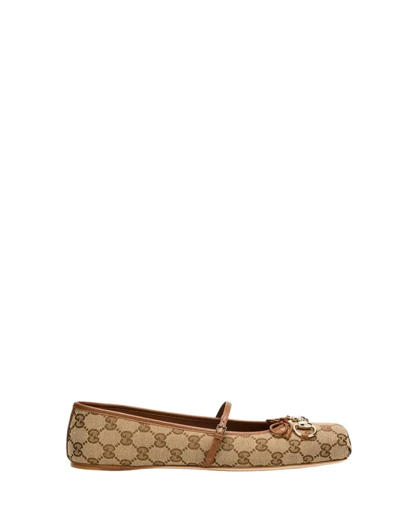 Gucci GG Canvas Horsebit Ballerina Flats