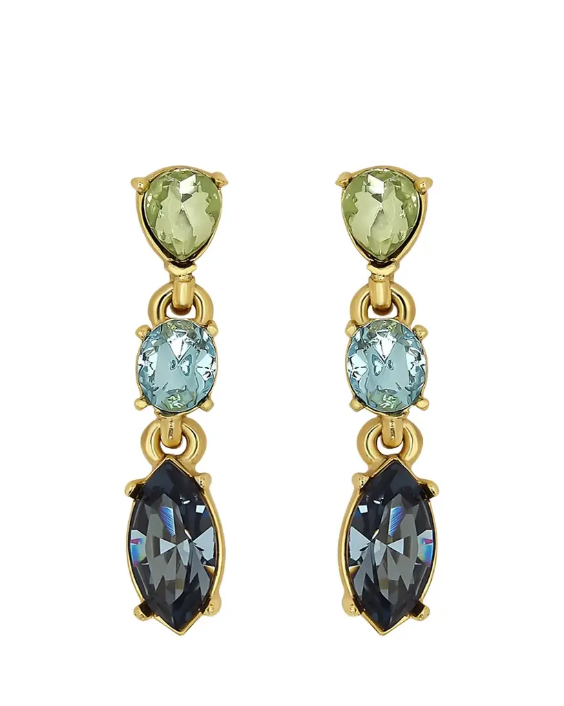 Oscar de la Renta Crystal Three-Drop Earrings