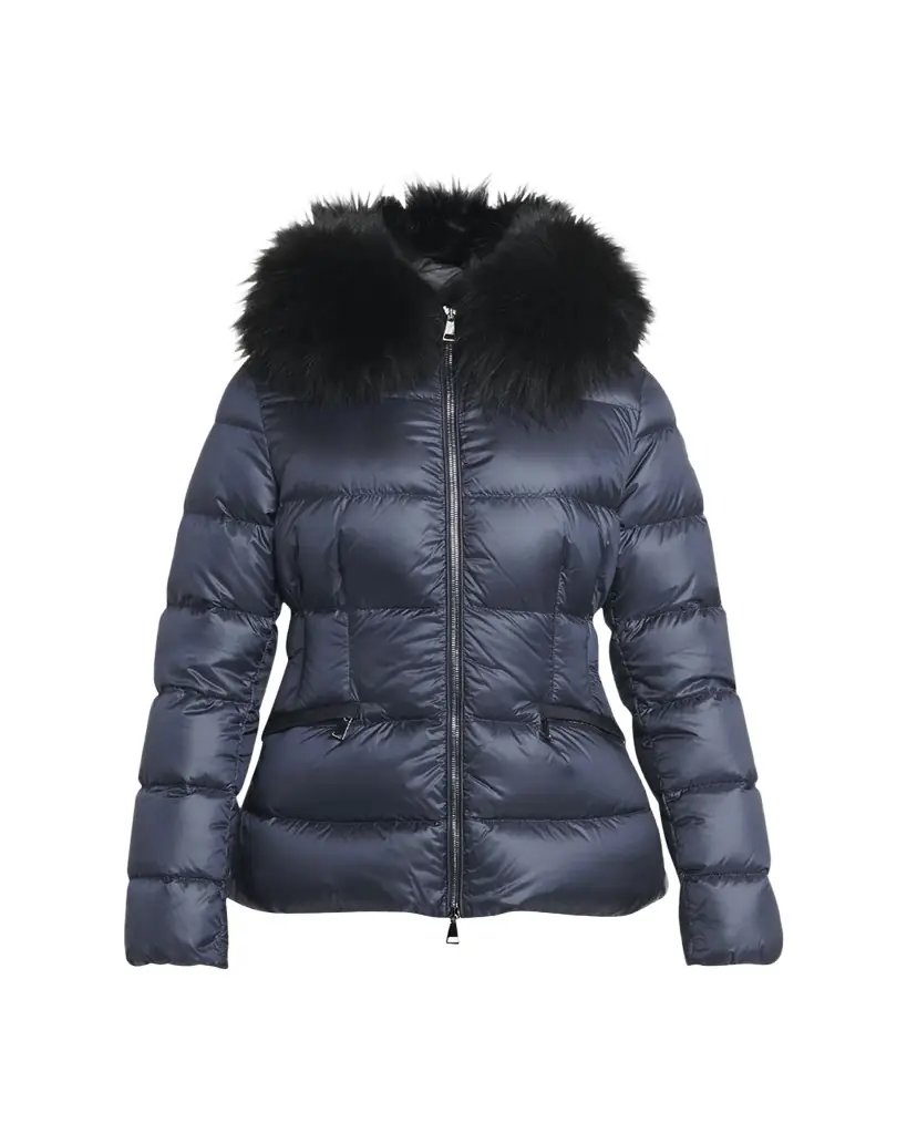 Moncler Boed Hooded Shearling-Trimmed Short Down Jacket