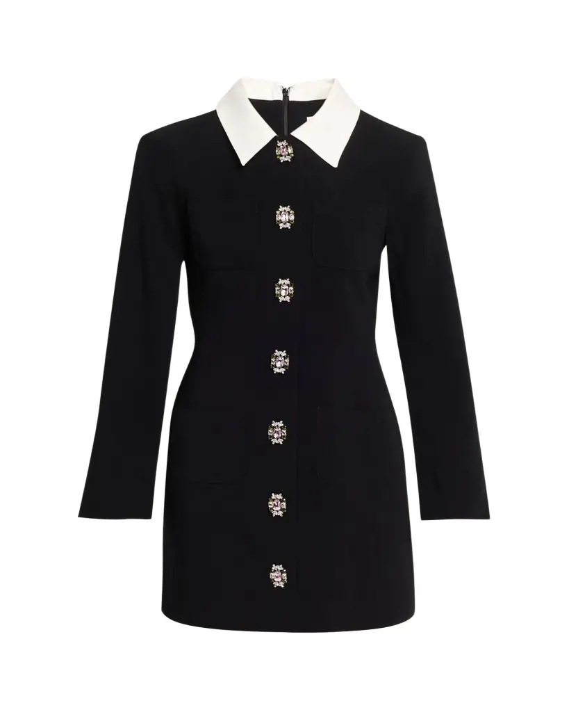 Cinq a Sept Sheryl Tailored Crystal-Button Mini Dress