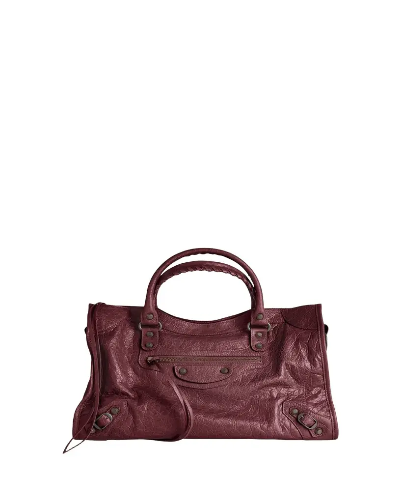 Balenciaga Le City Medium Crinkled Leather Top-Handle Bag