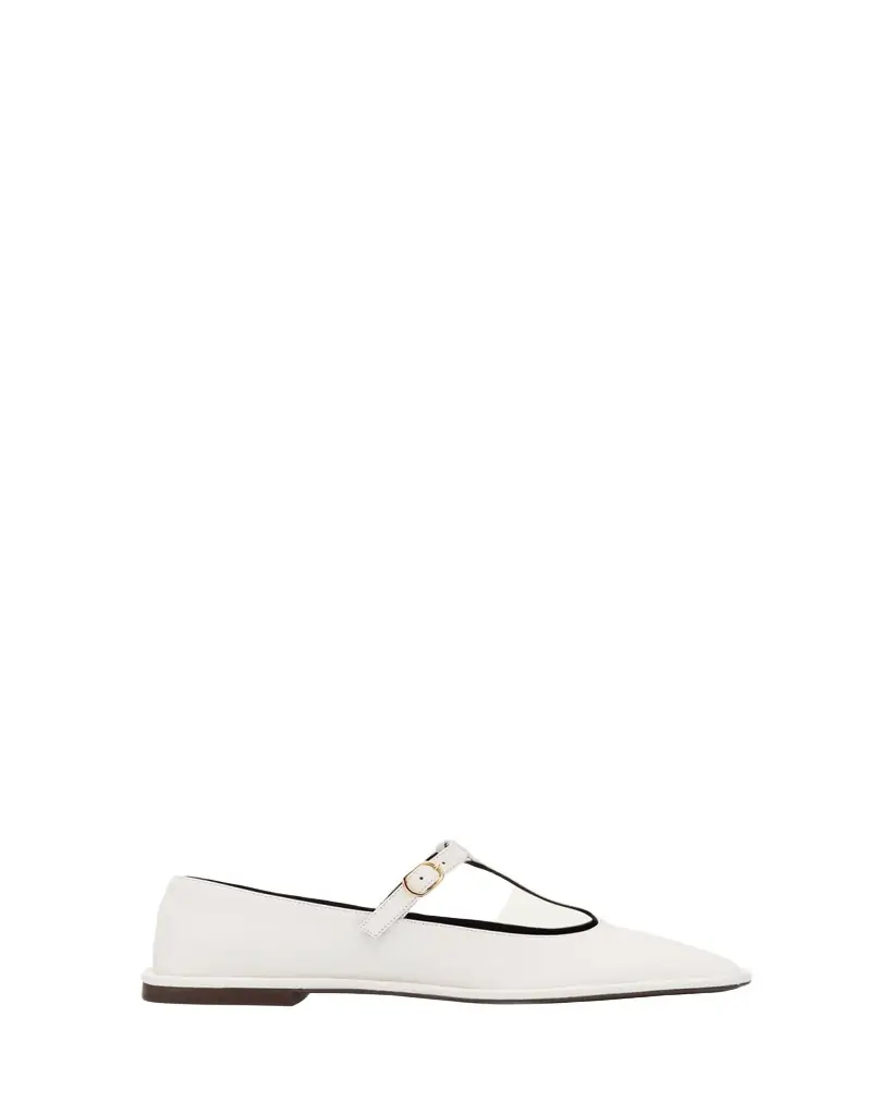 THE ROW Leather T-Strap Ballerina Flats