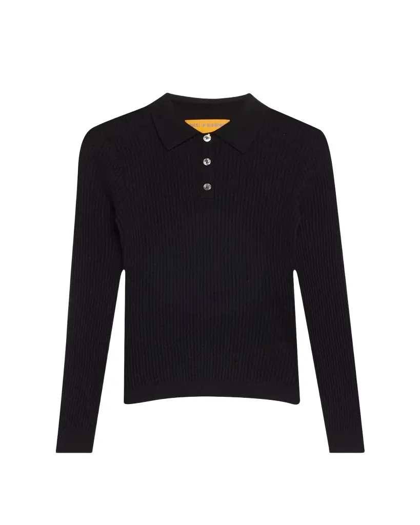 Guest in Residence Shrunken Long-Sleeve Cashmere Polo