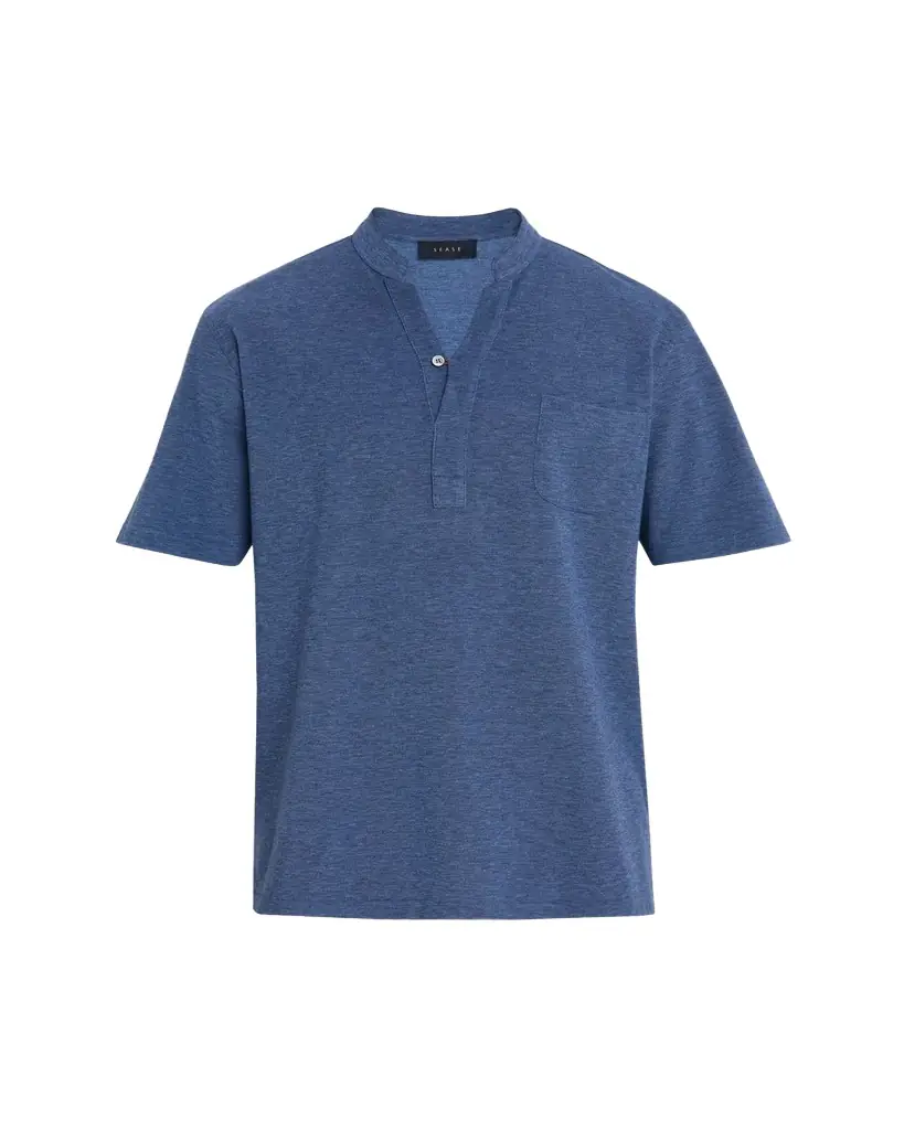 Sease Men's Fish Tail V-Neck Pocket Polo Shirt