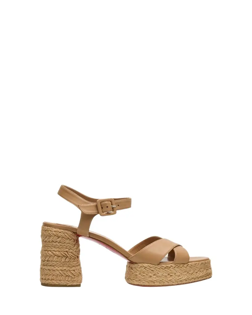 Christian Louboutin 70mm Calakala Leather Crisscross Espadrille Sandals