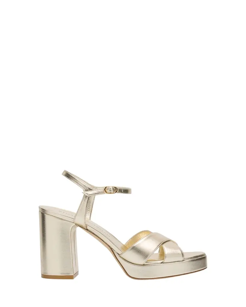 Stuart Weitzman Dayna Metallic Crisscross Platform Sandals