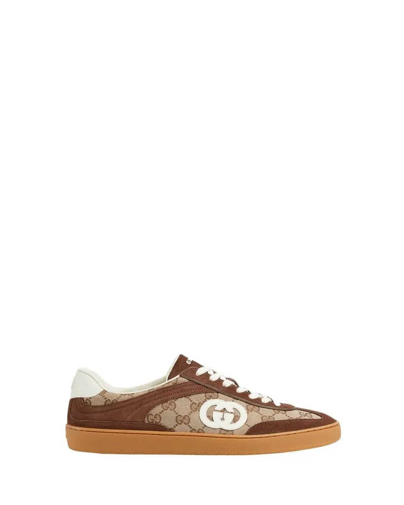 Gucci Men's G75 Suede and GG Supreme Retro Low-Top Sneakers