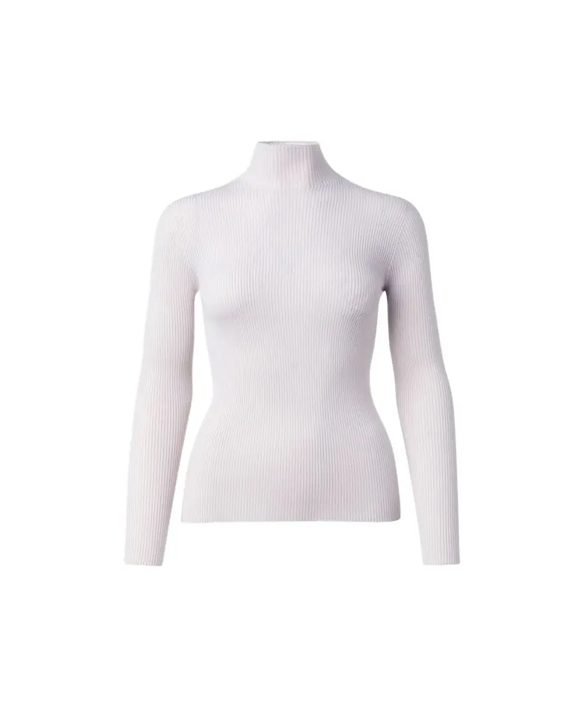 Akris Cashmere-Silk Fine Ribbed Knit Pullover