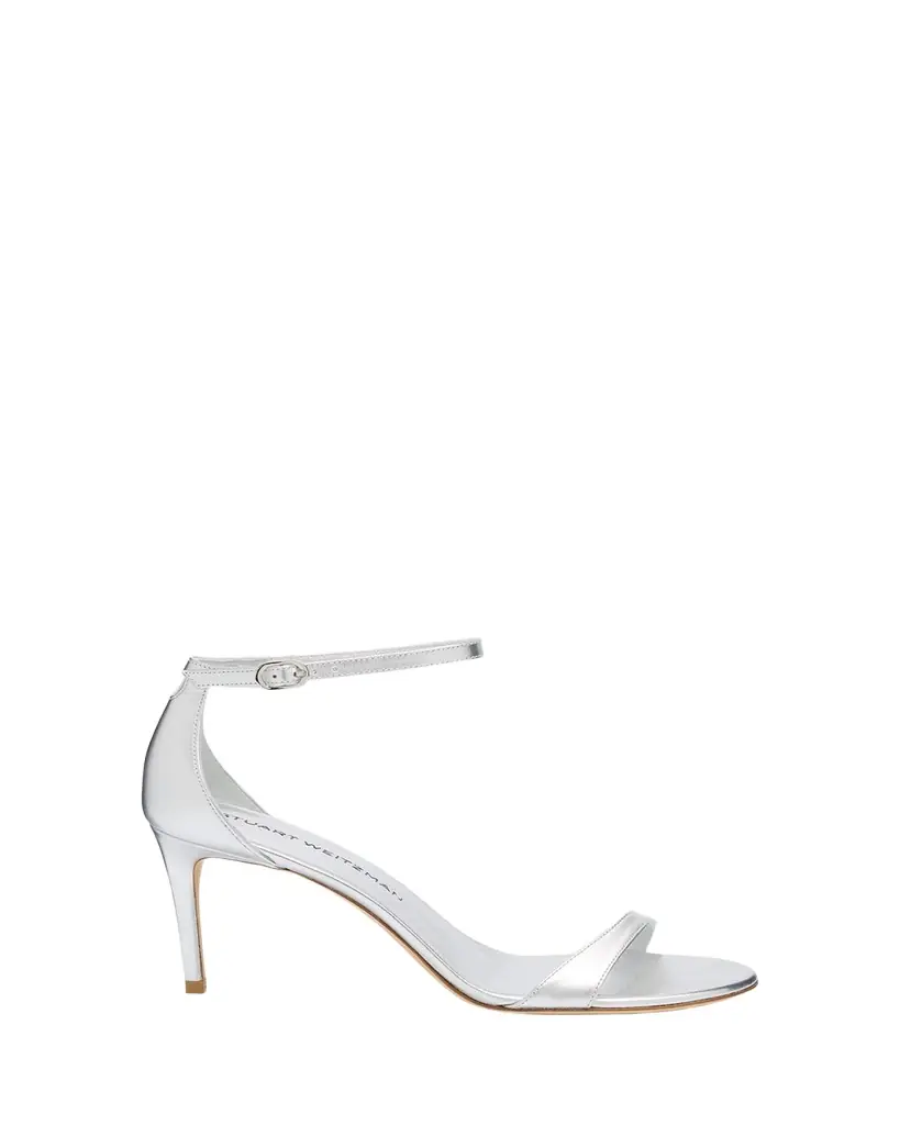 Stuart Weitzman Nudist II Metallic Ankle-Strap Sandals
