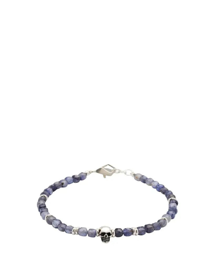 Jan Leslie Men's Gemstone Skull Beaded Bracelet