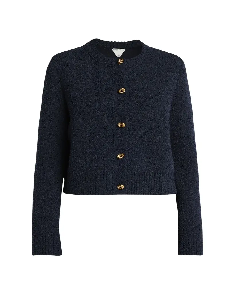Bottega Veneta Knot-Button Boucle Knit Cardigan