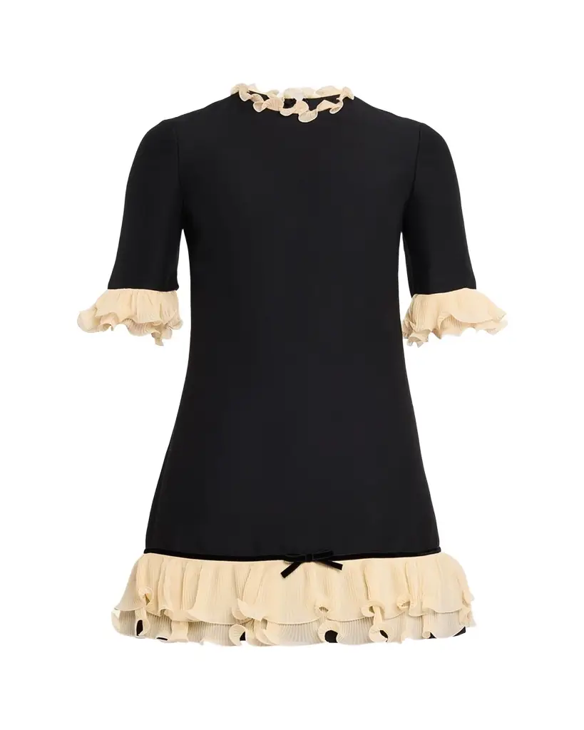 Valentino Garavani Ruffle Silk Crepe Mini Dress